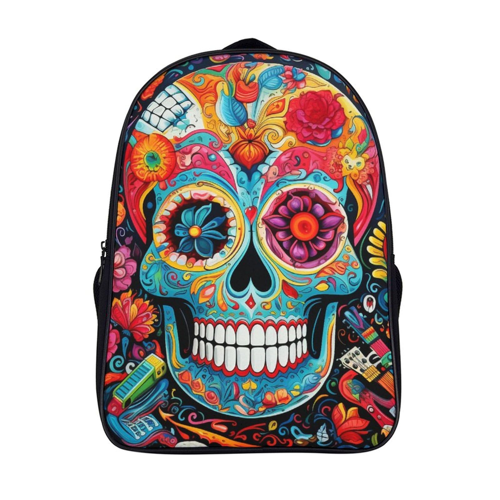 Mochila escolar de calavera cómoda con correas ajustables que evitan dolor de espalda 7