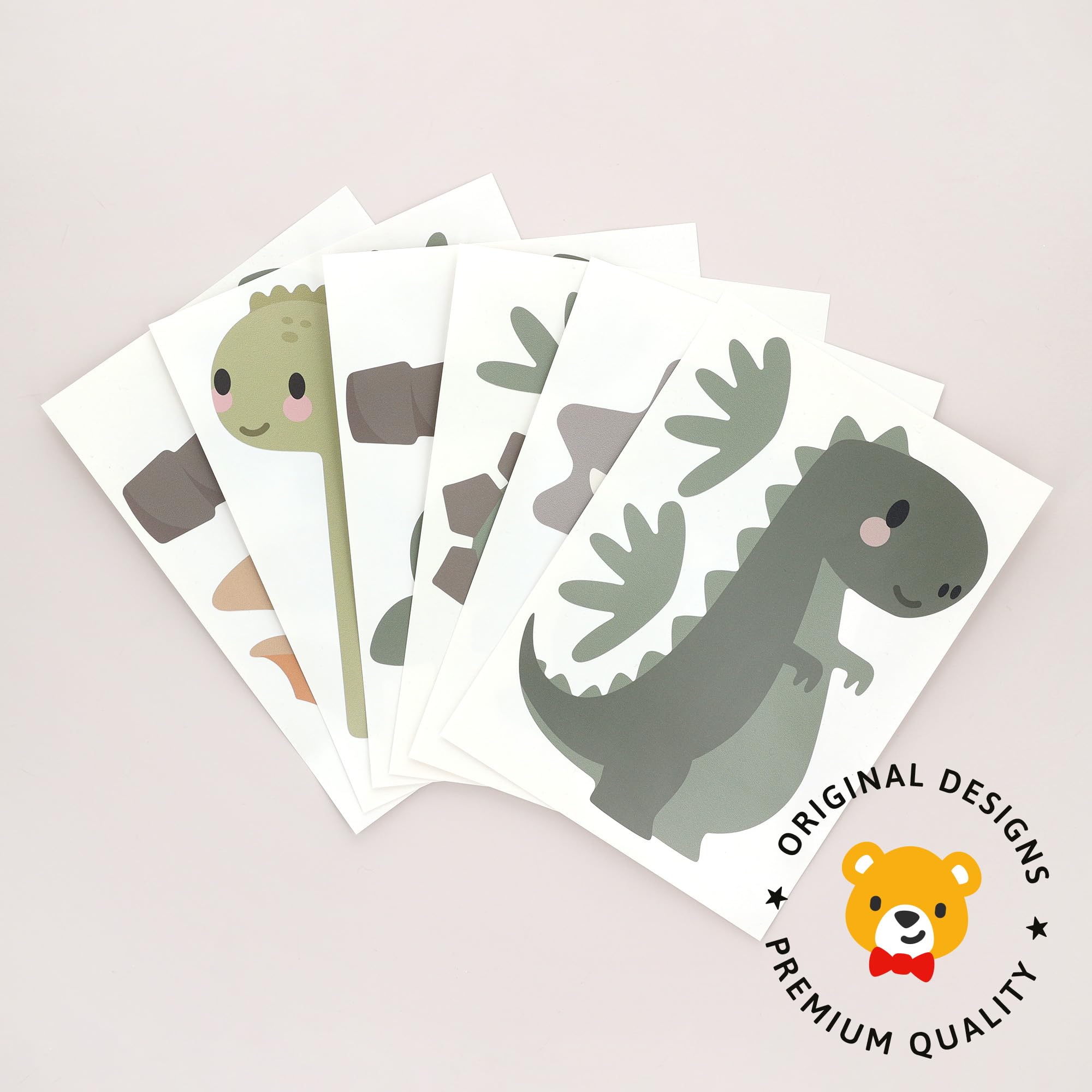 Teddylabels - Naklejki ścienne do pokoju dziecięcego Pokój dziecięcy Przedszkole Sypialnia dziecięca - Samoprzylepne naklejki ścienne wielokrotnego użytku - Dinozaury (rozmiar: 19 cm x 14 cm)