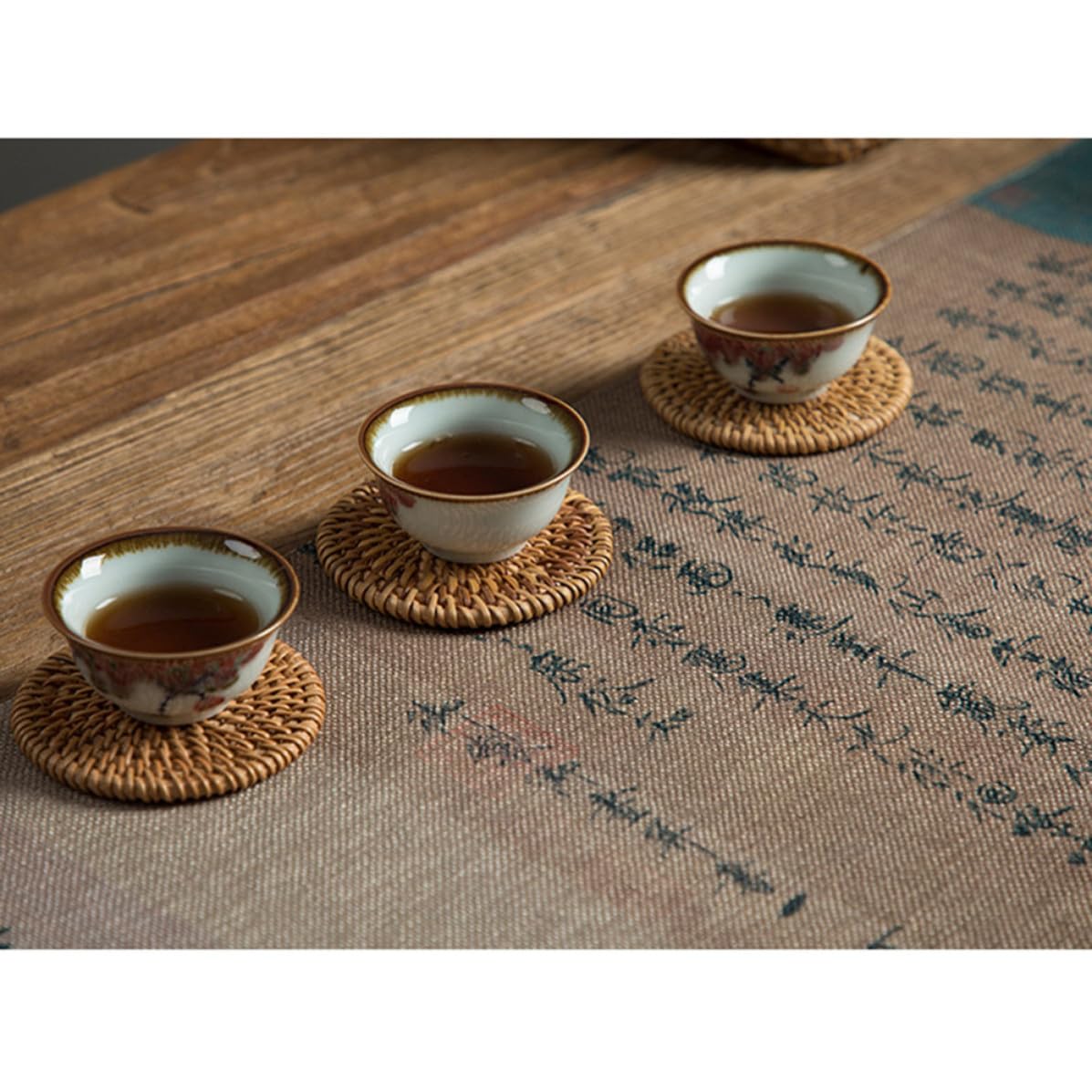 Tovaglia Cinese da Tè, Tavolo Decorativo, Copritavolo Retrò Lino, Tessuto Spesso e Testurizzato, Antiscivolo, per Sala da Pranzo e Outdoor