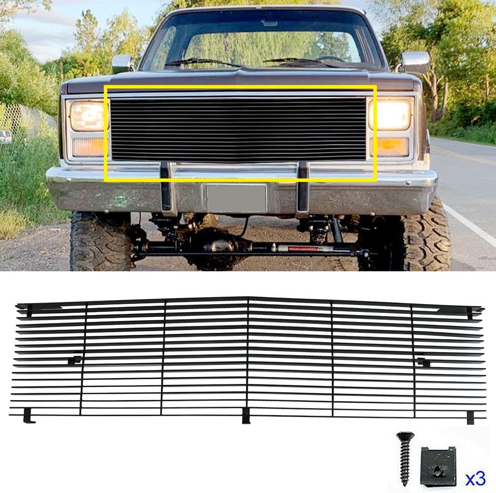 Black Front Grille Grill Compatible with 1981-1987 Chevy Blazer/C/K Pickup/Suburban/GMC Jimmy Main Upper Horizontal Billet Grille Insert 1982 1983 1984 1985 1986