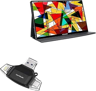 BoxWave Smart Gadget Compatible with WIMAXIT Portable Touch Screen Monitor M1400CT (14 in) - AllReader SD Card Reader, microSD Card Reader SD Compact USB - Jet Black