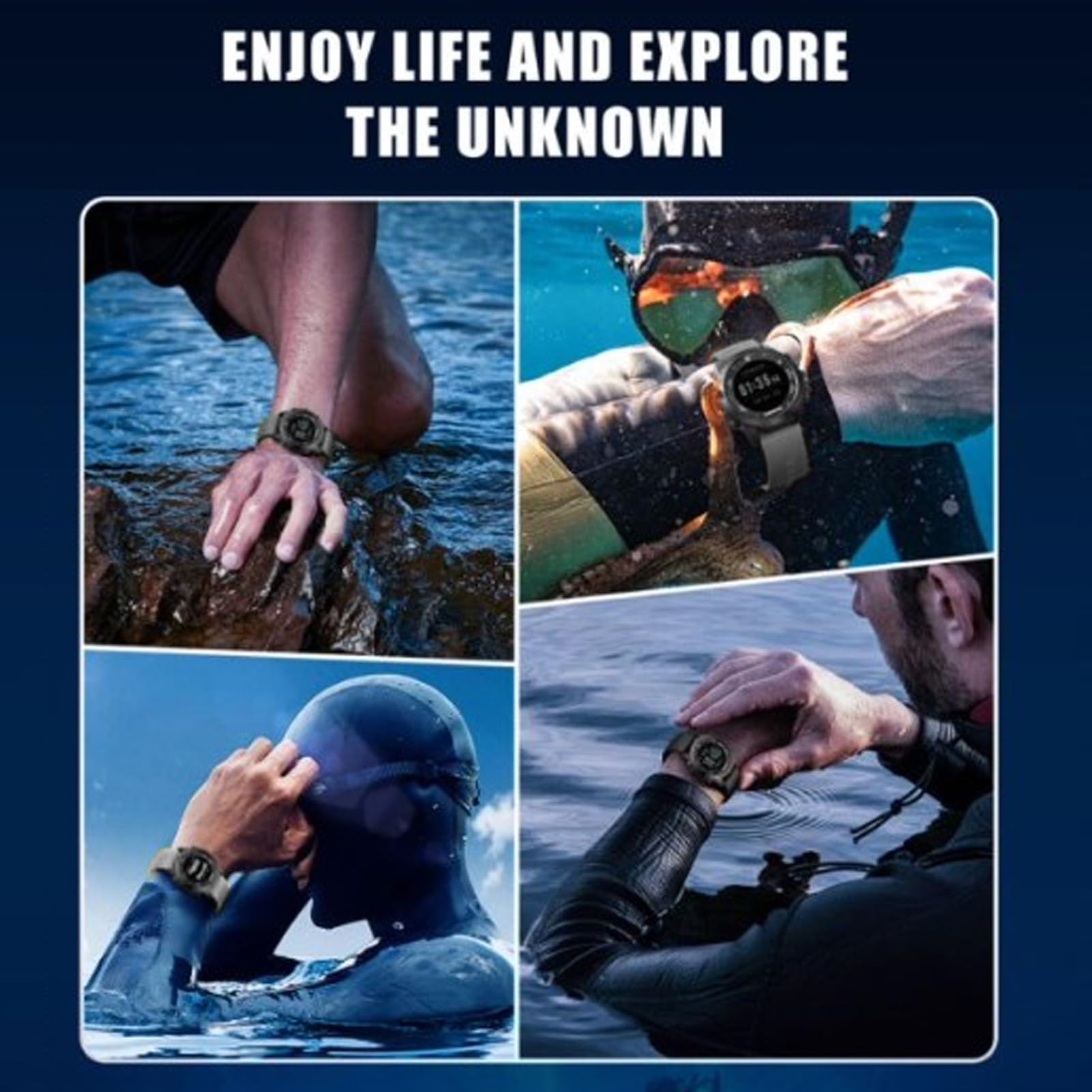 Reloj de Pulsera de Buceo Reloj Deportivo Inteligente con Bluetooth 100 M Computadora de Buceo para Hombres Aleación Ligera de Ti con Correa Gris Claro