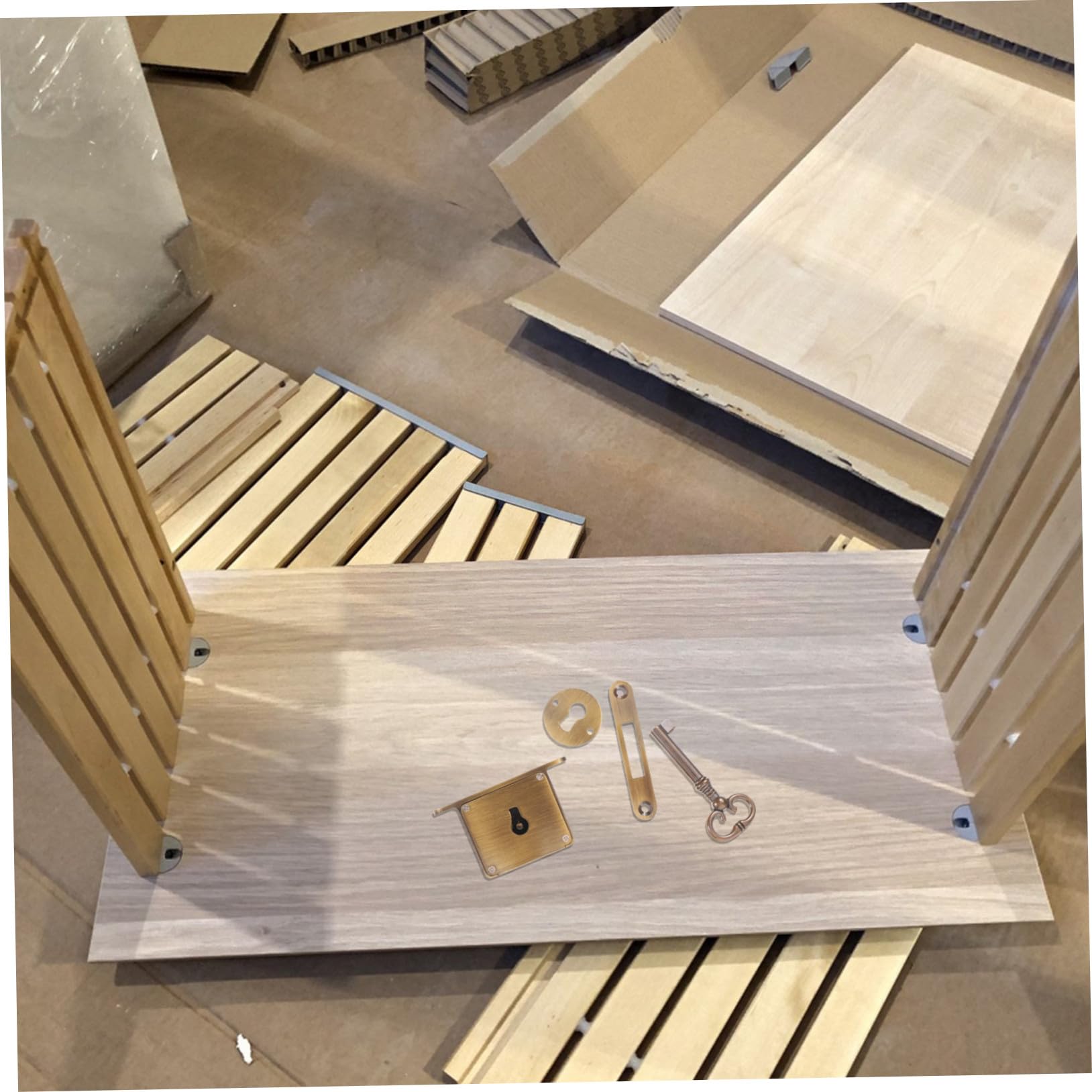 Schubladenschloss aus Messing mit Schlüssel, Antik Gold, 1 Satz