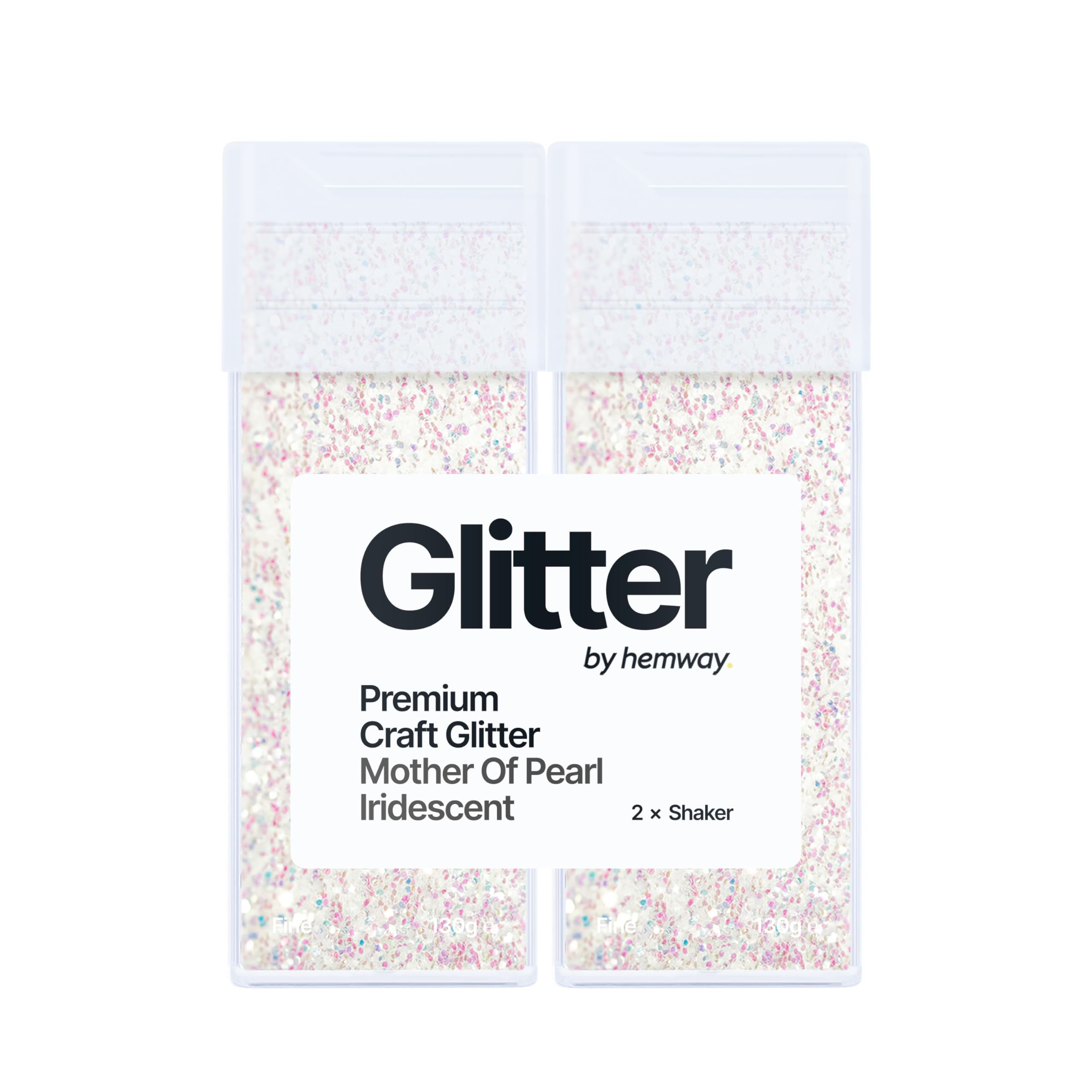 Hemway Glitter Shaker Mother of Pearl Iridescent 130g x2 Pack Fine, Craft Glitter Shakers for Resin & Epoxy Crafts