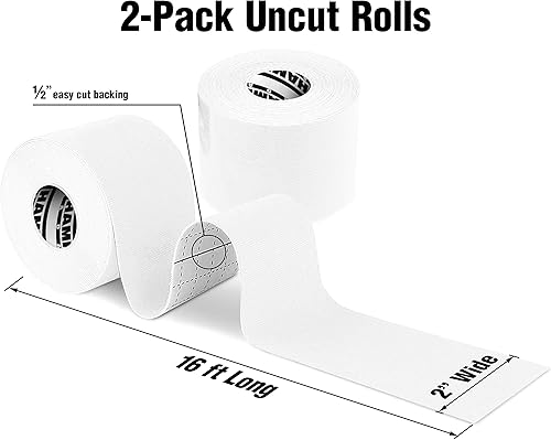 Miniatura 4 de Cinta de kinesiología – sin látex, elástica, resistente al agua de 16 ft, cinética sin cortar, cinta kinesiológica para dolor de rodilla, codo