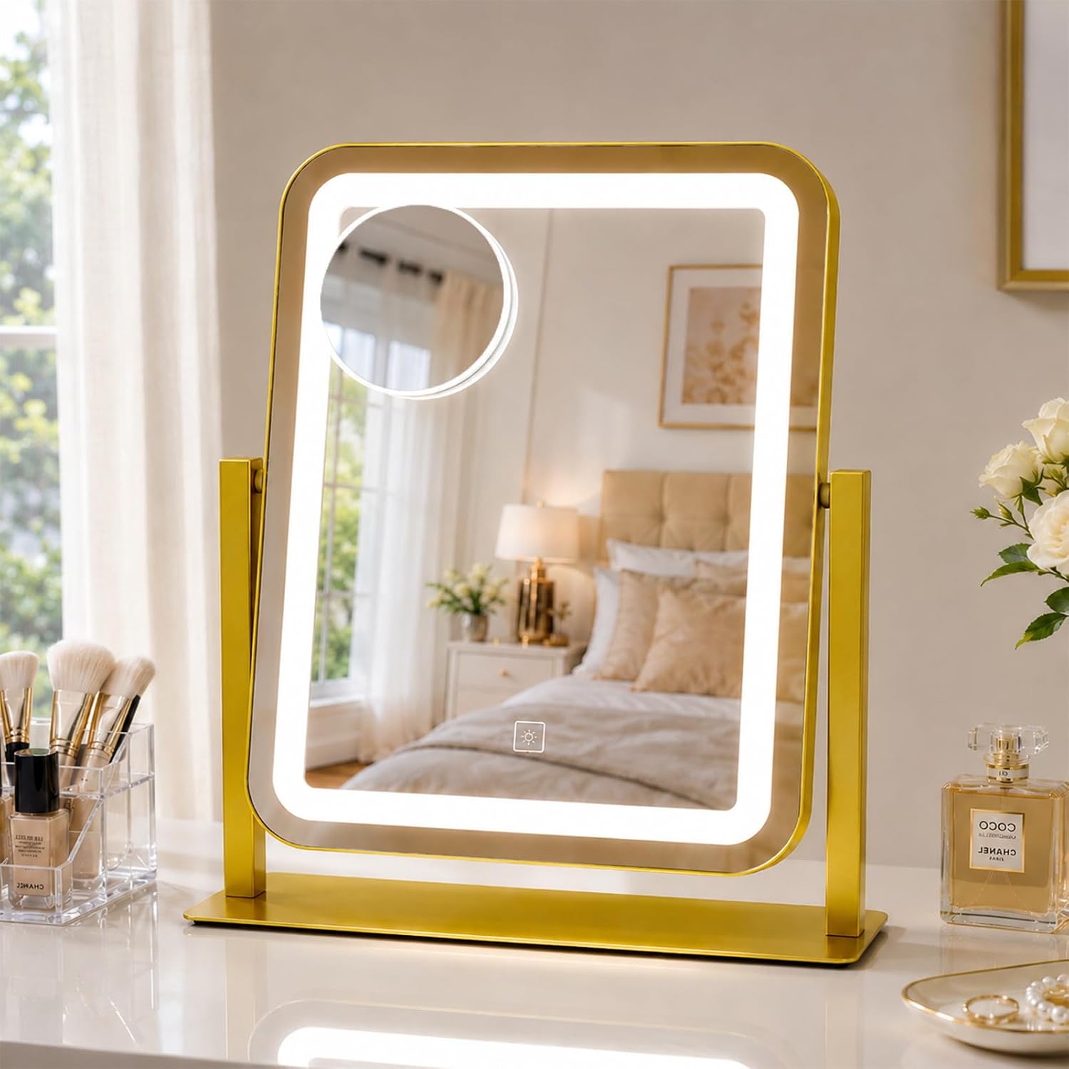 Vanity Mirror with Lights,LED Makeup Mirror,Gold,14.8“x12.6”