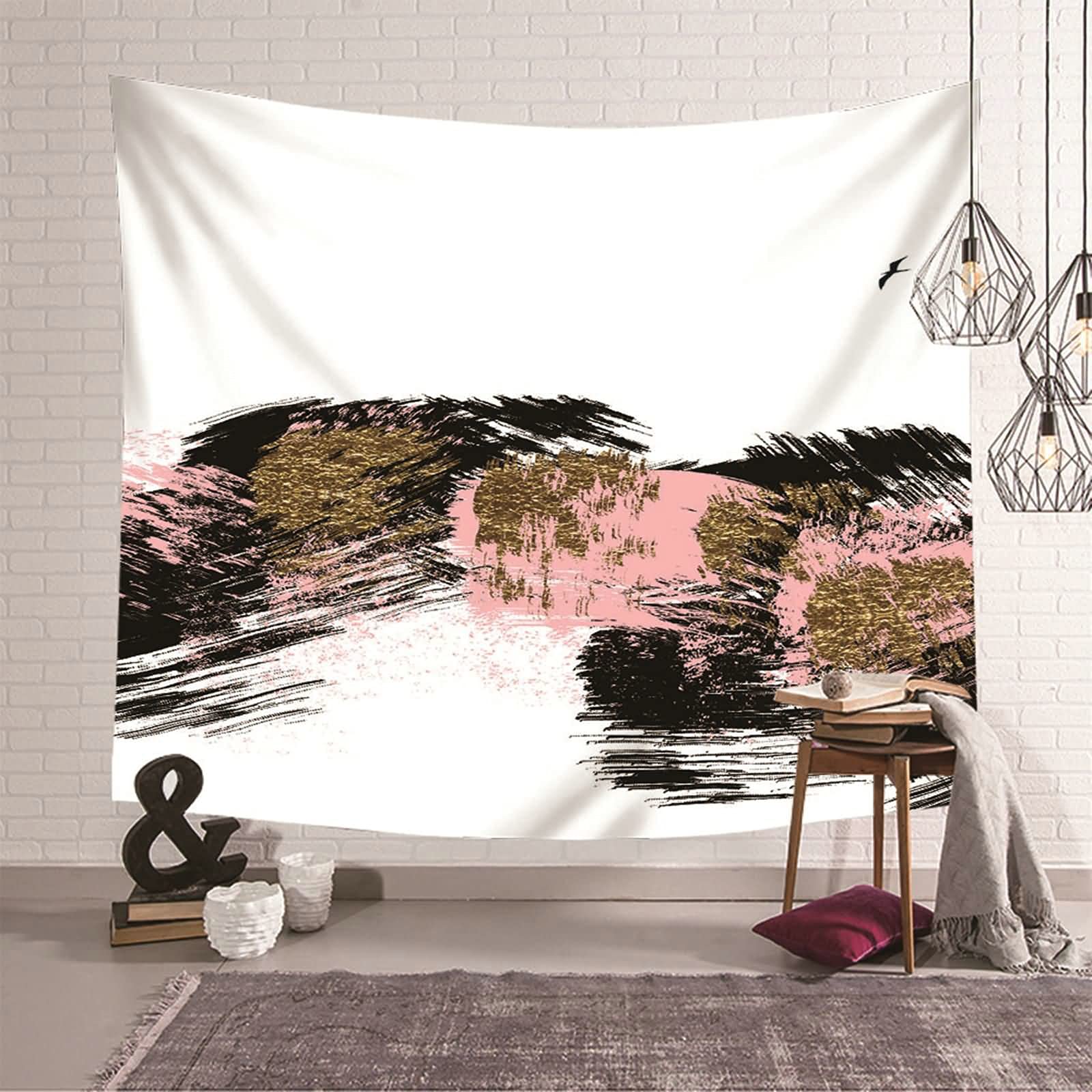 Tapiz de pared KnSam con diseño abstracto de pájaro en poliéster de 150x130 cm