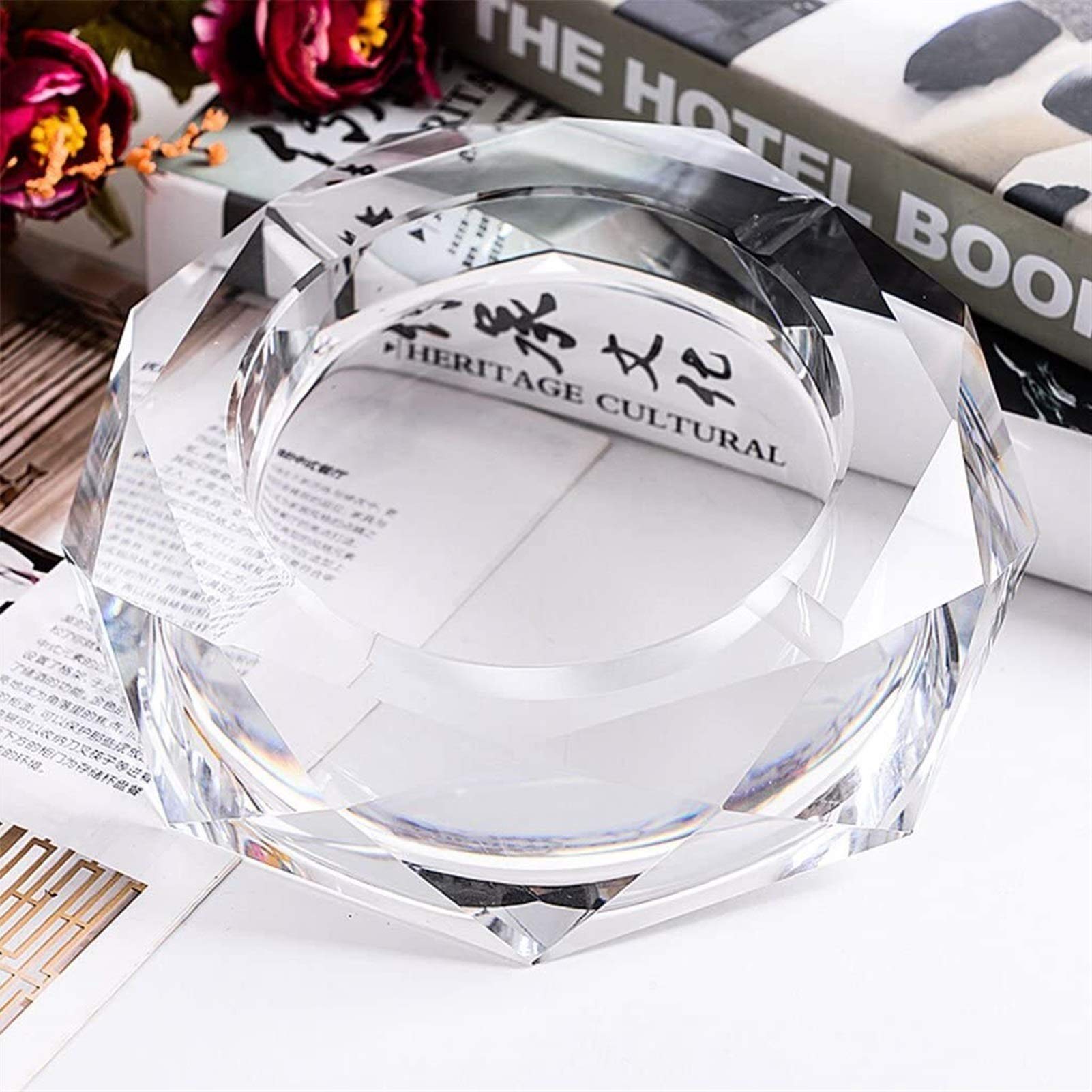 Portacenere Posacenere Di Cristallo Trasparente Qualità Ottagono Creativa Regali Personalizzati Raffinato Posacenere Office ashtray (Size : 15 * 15 * 4cm)