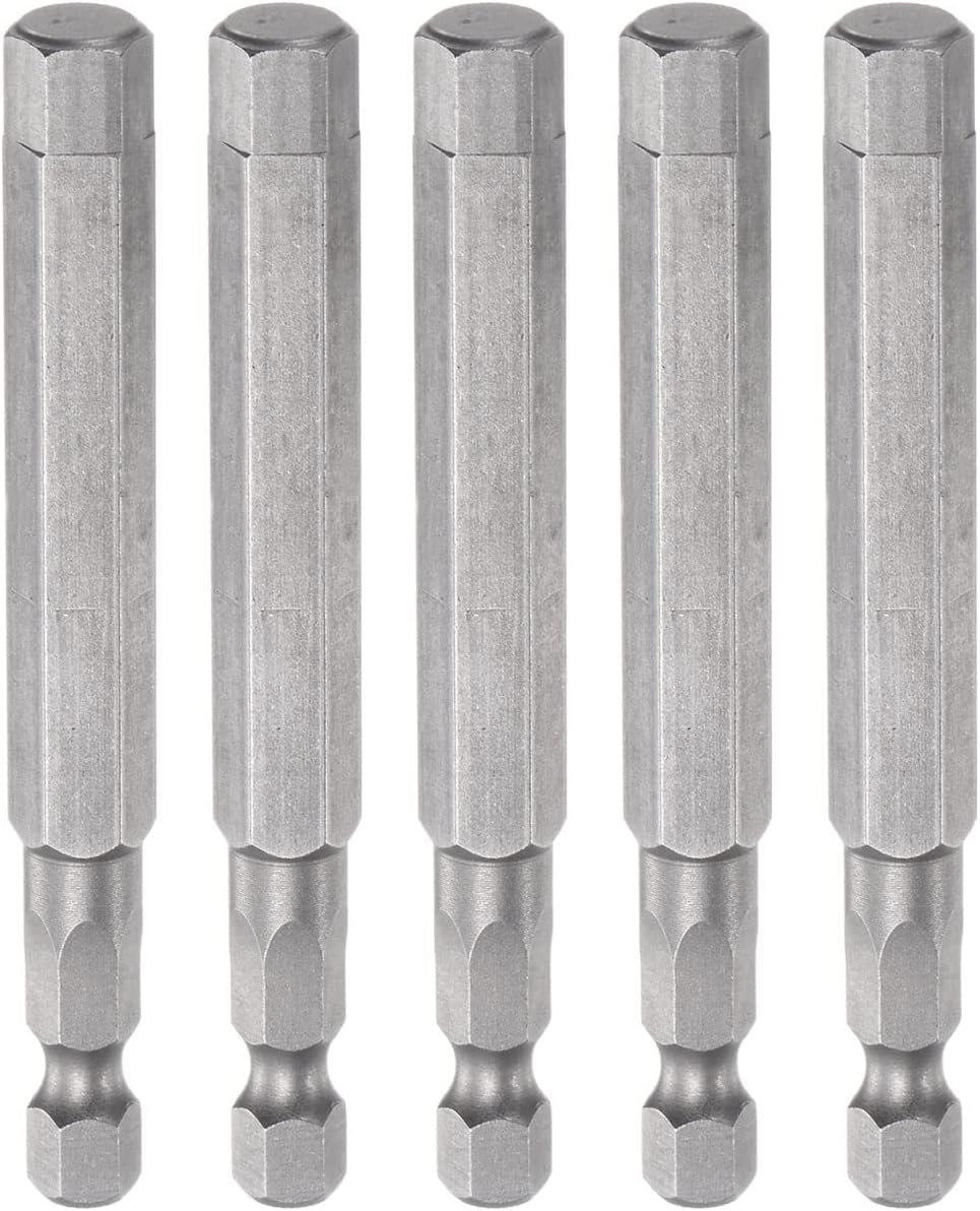 HARFINGTON 5pcs 5/16" Hex Screwdriver Bit SAE 1/4" Hex Shank 3" Length Magnetic S2 Steel Power Drill Bits