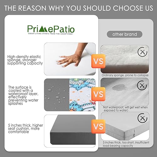 Miniatura 3 de PrimePatio Juego de cojines para sillas de exterior para muebles de jardín, cojines de exterior para muebles de patio, 24 x 24 pulgadas,