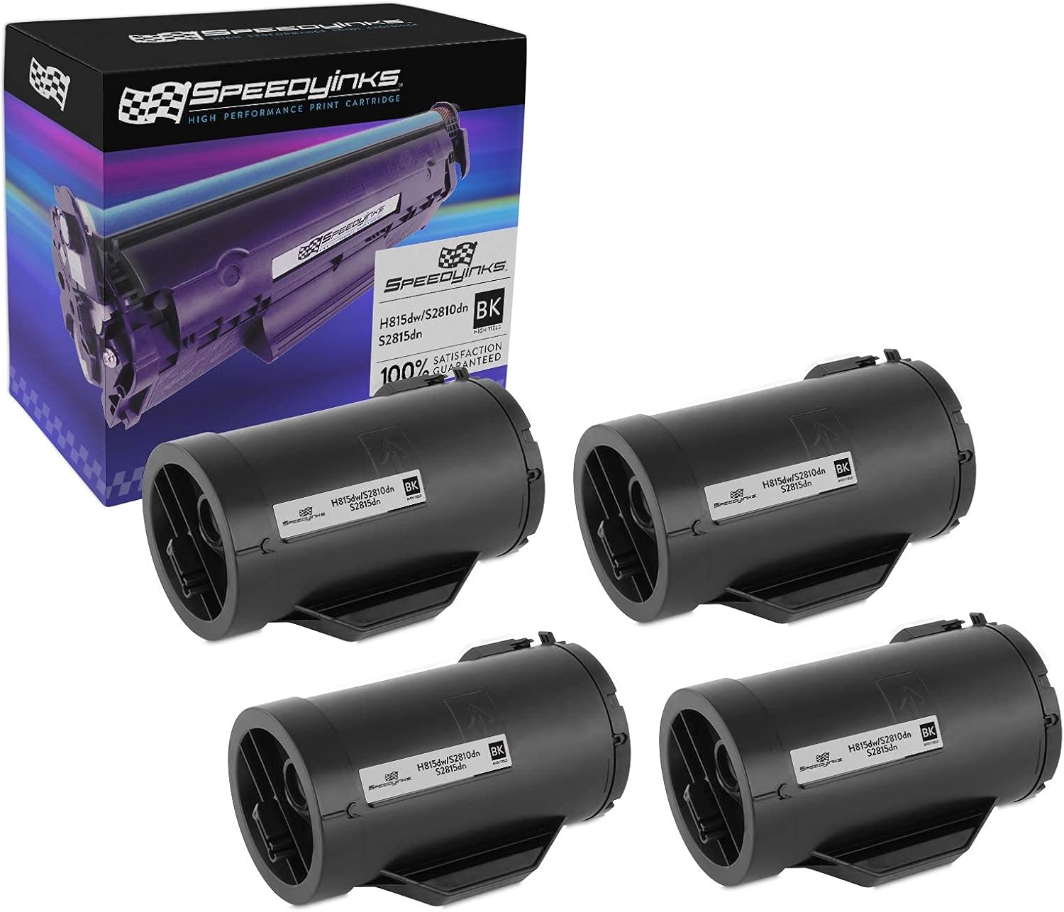 SPEEDYINKS Compatible Toner Cartridge Replacement for Dell 593BBMF (Black, 4-Multipack) Compatible with the Following Dell Printers S2810dn S2815dn H815dw