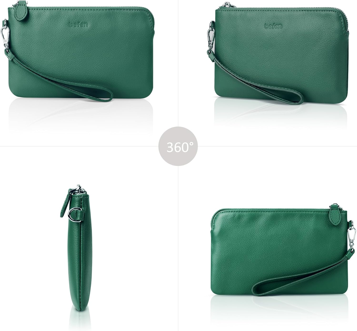 befen Black Genuine Leather Wristlet Clutch Cell Phone Wallet Purse Smartphone Wristlet Wallet Purses and Handbags for Women - Image 7