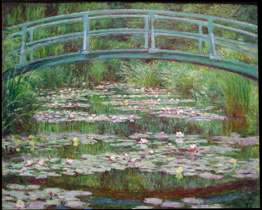 Claude Monet Japanese Footbridge reproduction haut de gamme cadre noir