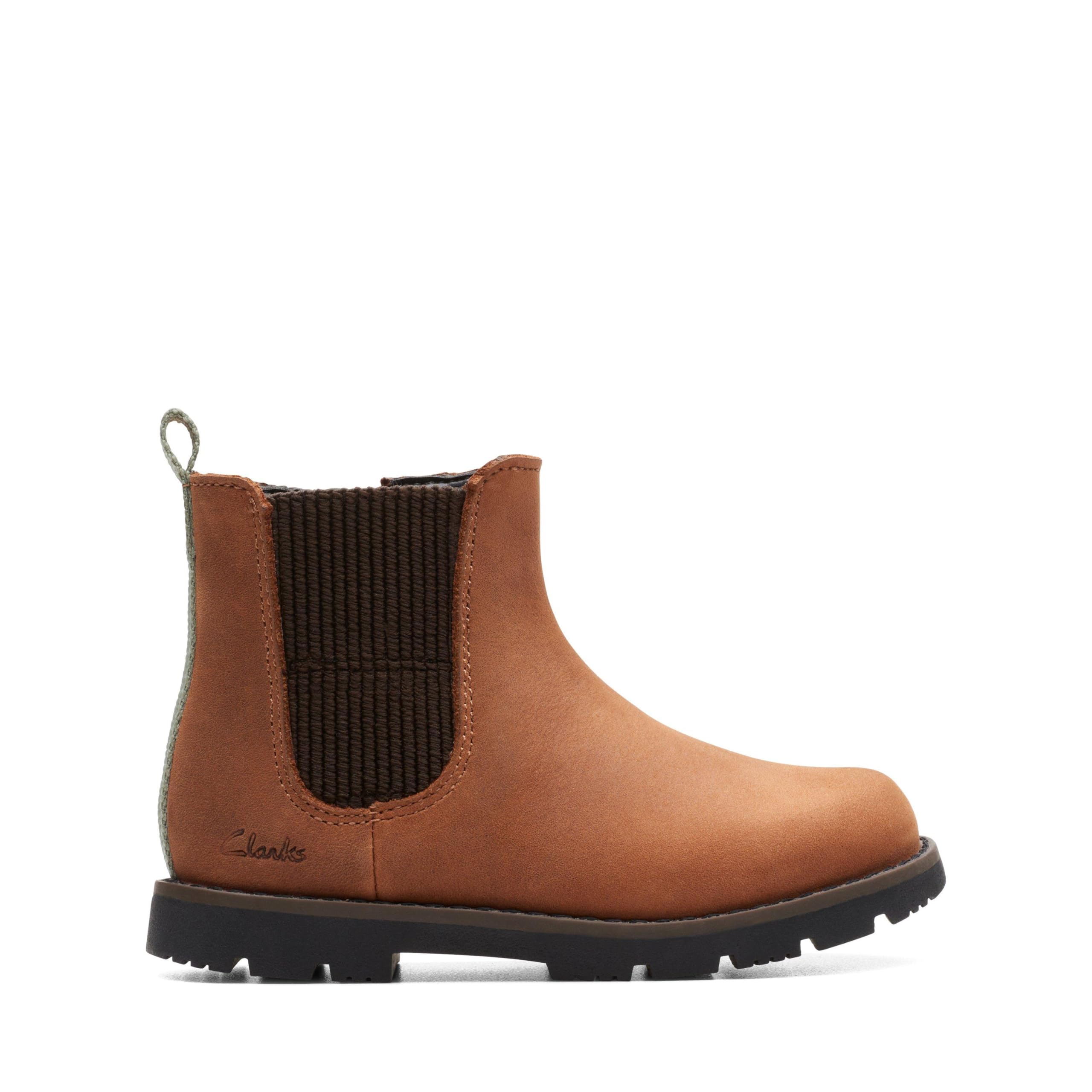 Clarks Boys Heath Trail Chelsea Boot, Tan Leather, 4.5 UK Child