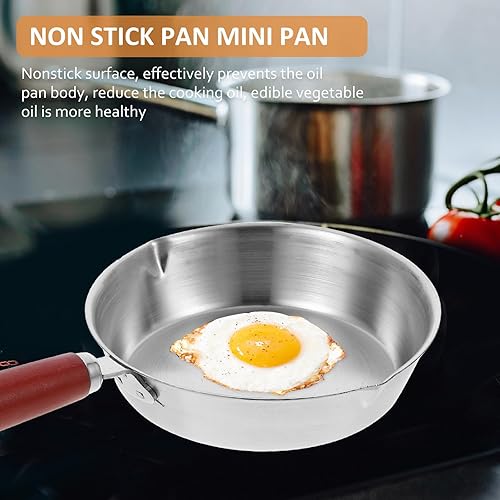 Miniatura 5 de Sartén pequeña para huevos, sartén de un solo huevo, 5 unidades, acero inoxidable, mini pastelería antiadherente para huevos con mango que se