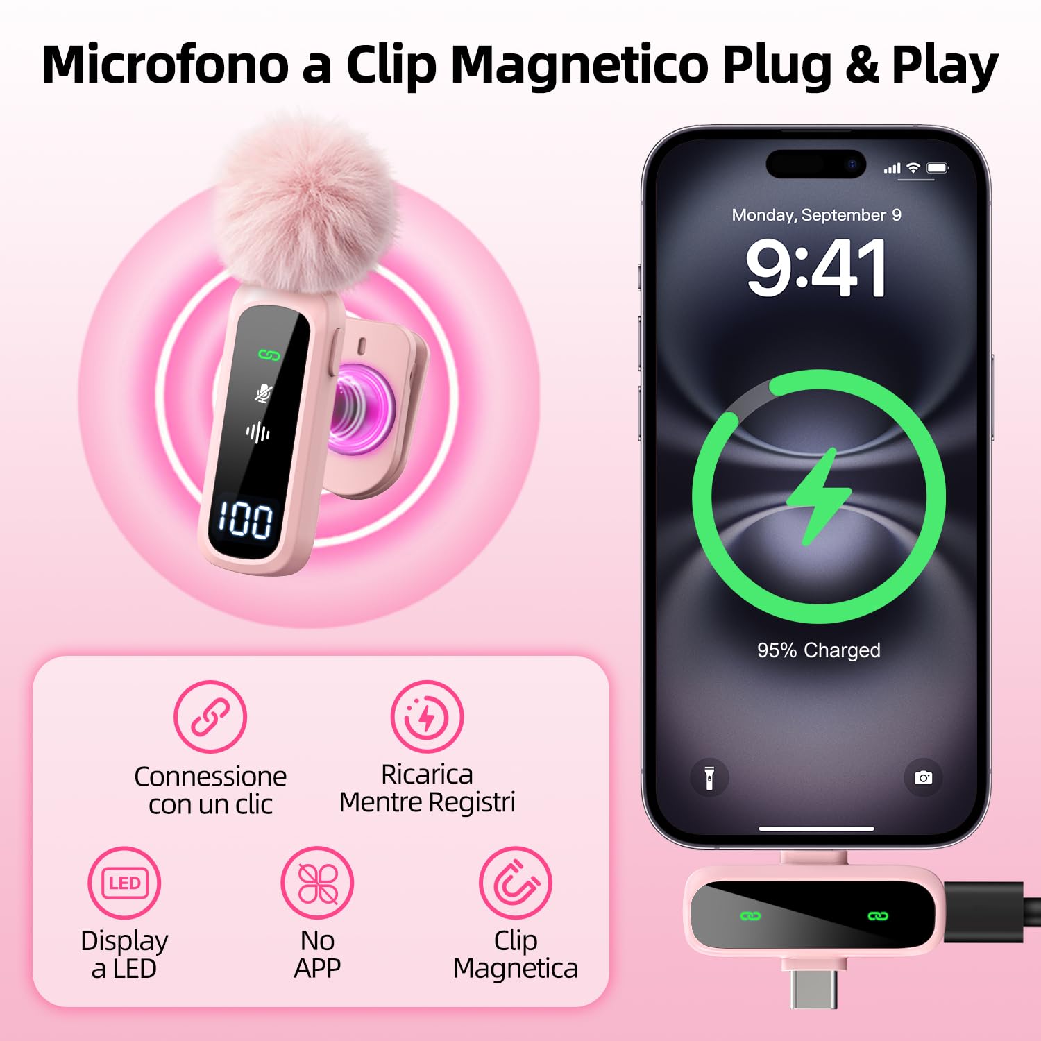 yAyusi Kit di Vlogging Rosa per iPhone/Android, Automatico Volto Rilevamento Treppiede Magnetico 180cm con Luce e Microfono, Kit Completo per Youtube e TikTok Sviluppato Appositamente per le Donne