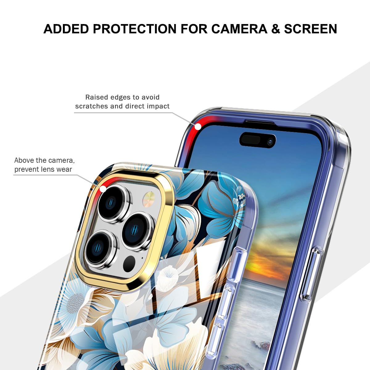 GiiKa For IPhone 13 Pro Case With Screen Protector, 6.1 Inch Clear Full Body Shockproof Protective Floral Girls Women Hard Case With TPU Bumper Cover Phone Case For IPhone 13 Pro - View #7