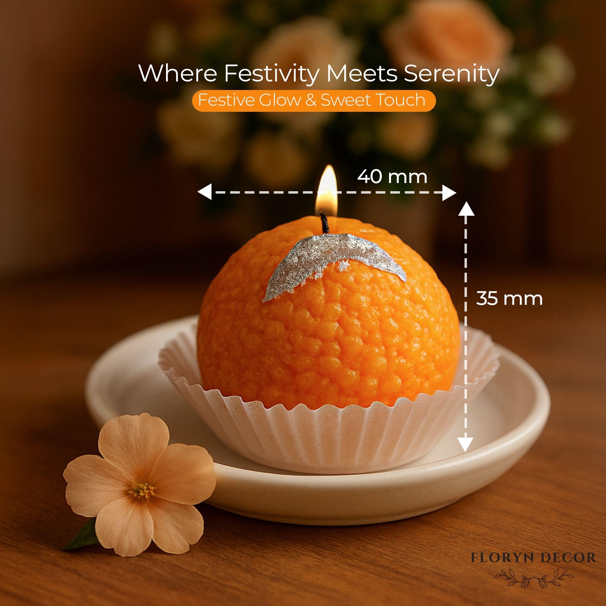 Floryn Decor Ladoo Candle | Decorative Soy Wax Candle | Unscented | 4x4 cm | Festive Home Decor & Gifting (6) 2