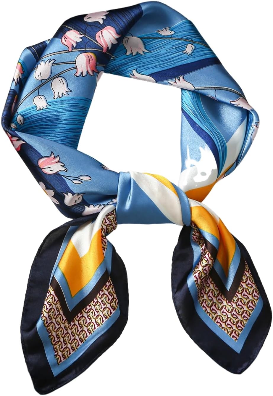 Satin Head Scarf Bandanas for Women Fashion Lightweight Silk Hair Scarves Neck Sleeping Headscarf Wrap 27.5″ Square