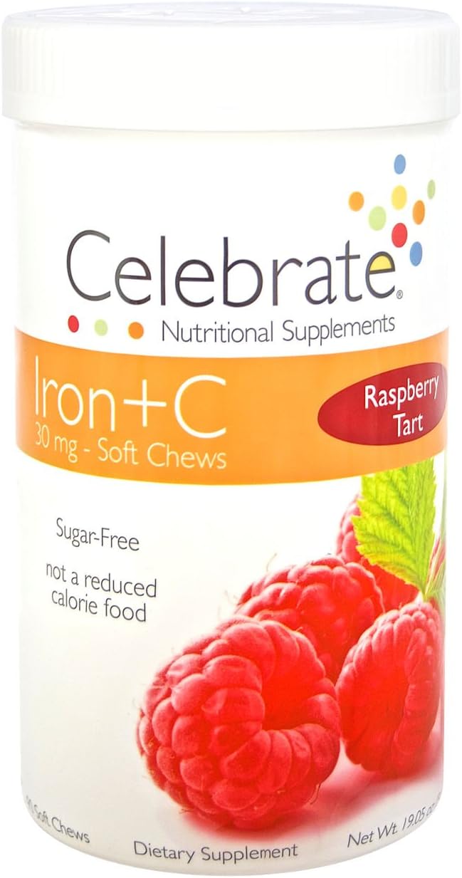 Celebrate Iron C 30mg - Soft Chews - Raspberry Tart - 90 Count