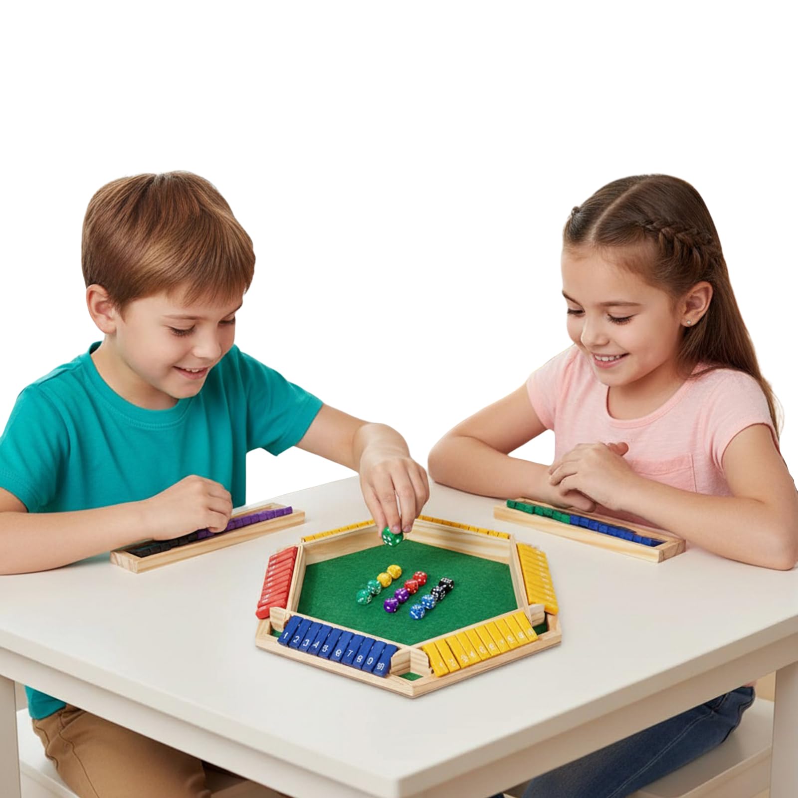 Gra Shut The Box 6 graczy, drewniana matematyka tradycyjna Pub planszowa gra w kości edukacyjna rodzina dla dzieci dorośli-Multicolor-2PCS