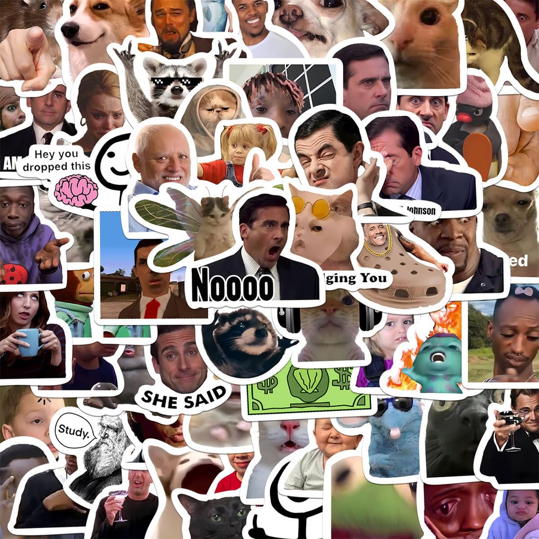 100Pcs Sticker Meme, adesivi divertenti classici per adulti, decalcomanie di moda Graffiti colorati adesivi in vinile impermeabile per laptop Skateboard