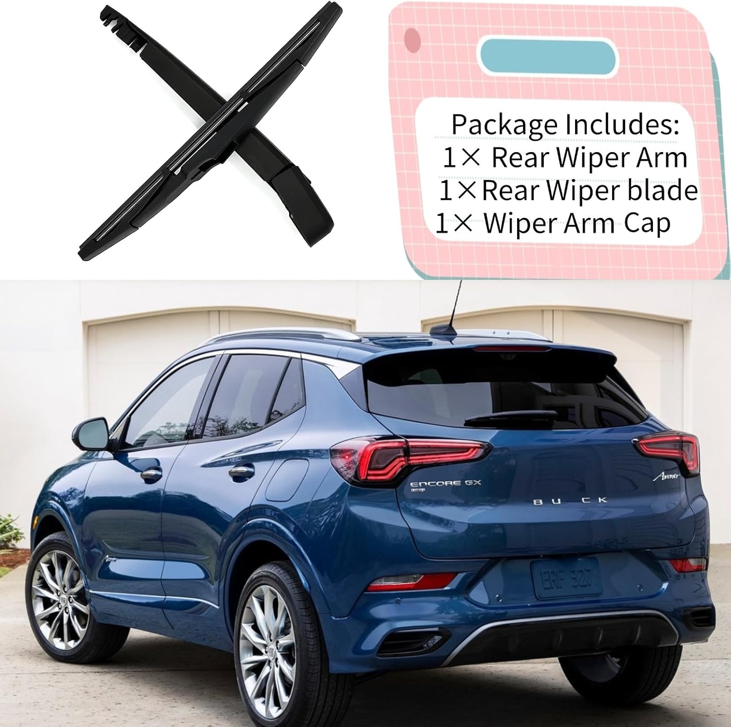 Rear Wiper Blade & Arm Replacement for Buick Encore GX 2022 2023 2024 - OEM Fit for Avenir Preferred Sport Touring Essence Select Models - All-Season