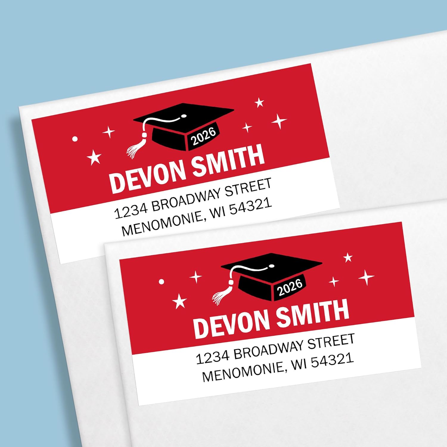 Big Dot of Happiness Red Grad Party Personalized Return Address Labels for Envelopes, Custom Stickers with Name & Address, Home Mailing Labels for Invites & Thank Yous - 120 Count