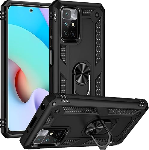 Funda compatible con Xiaomi Poco X3 GT, compatible con Redmi Note 10 Pro (China) 5G con soporte de anillo 2 en 1, funda negra
