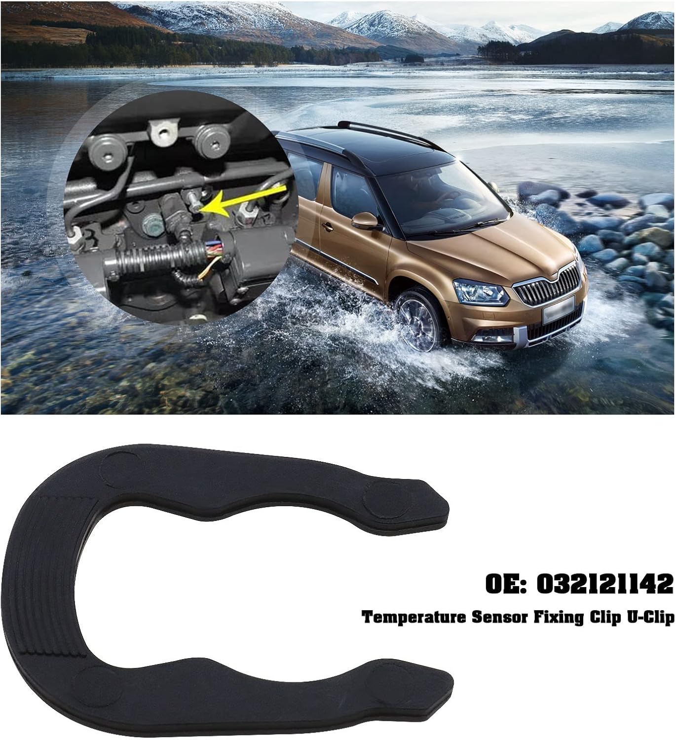 ECSiNG 2PCS U-Clips & 2PCS O-Rings for Coolant Temperature Sensor Part Number 032121142 N90316802 Automotive Replacement Parts Black