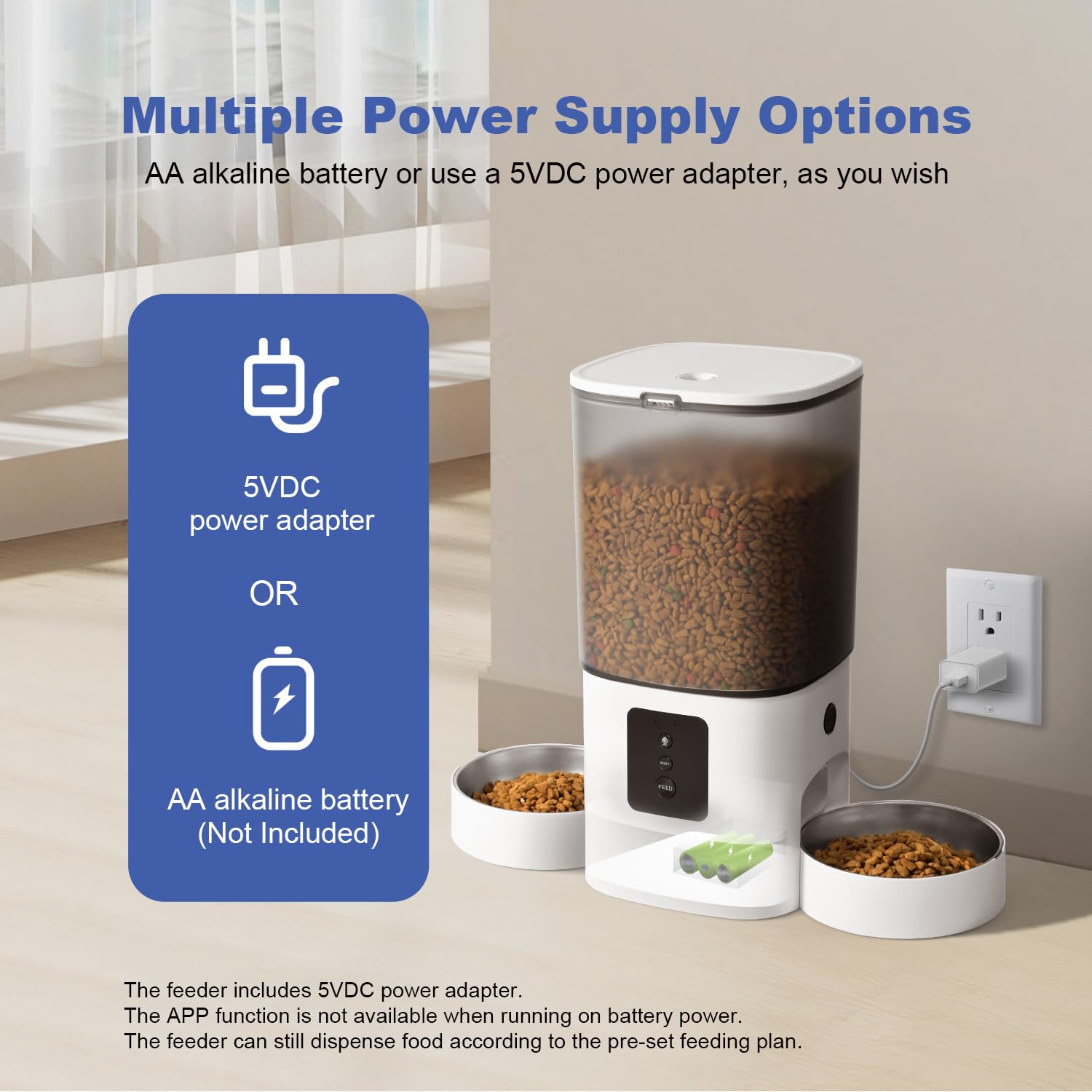 ANDOLL HOME 6L Automatic Cat Feeder, 2 Pets Timed Cat Dry Food Dispenser view 8