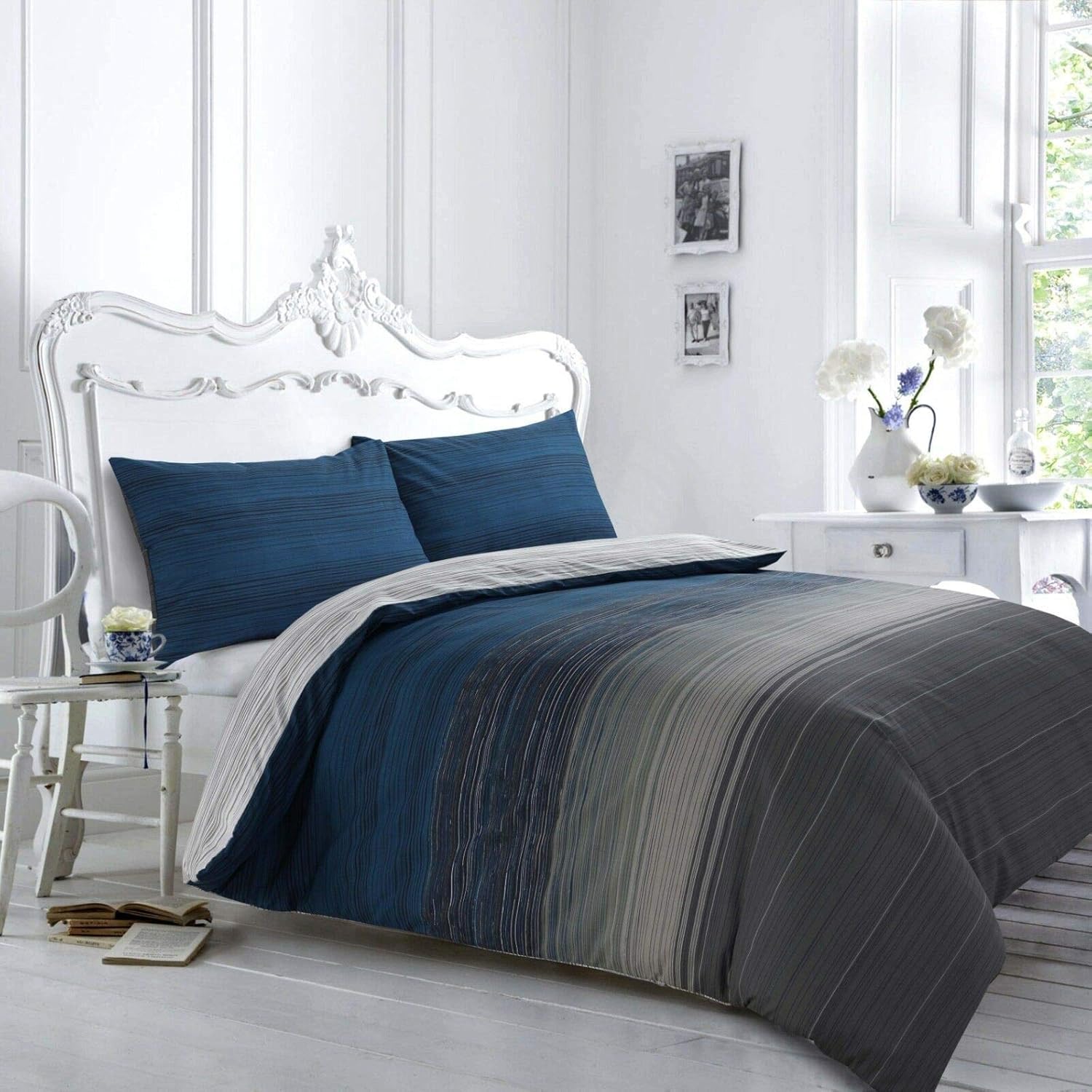 Mastex Printed Duvet Cover Double Bed Set – (Multi Stripe Reversible – double) - 100% Egyptian Cotton – Ultra Soft Assorted Design Quilt Cover – Hotel Quality Bedding Sets — image 1