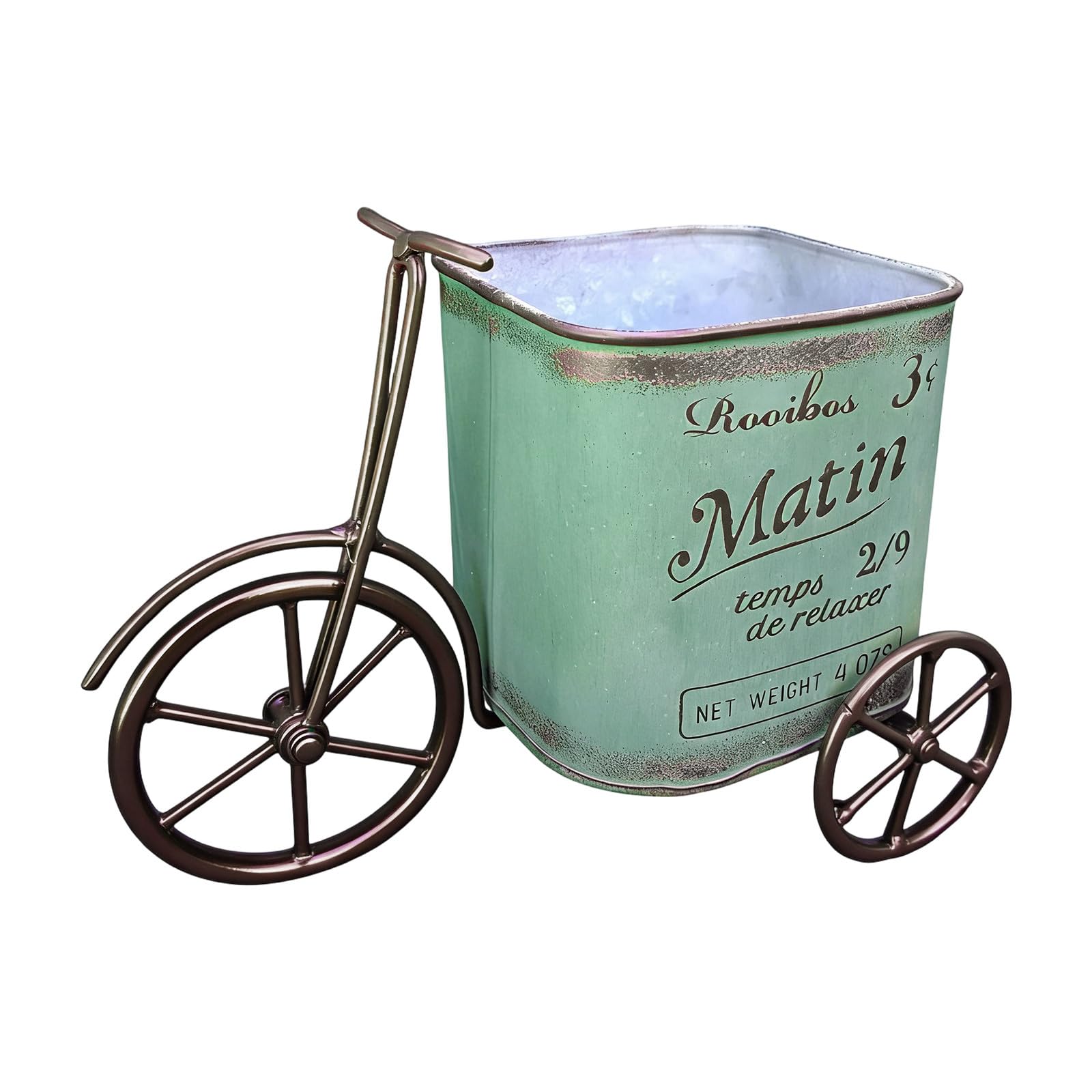 Msioytog Unique Metal Bicycles Lovely Flowers Pots Artistic Cycling Theme Flowers Bucket for Lawns and Backyard Portables Container