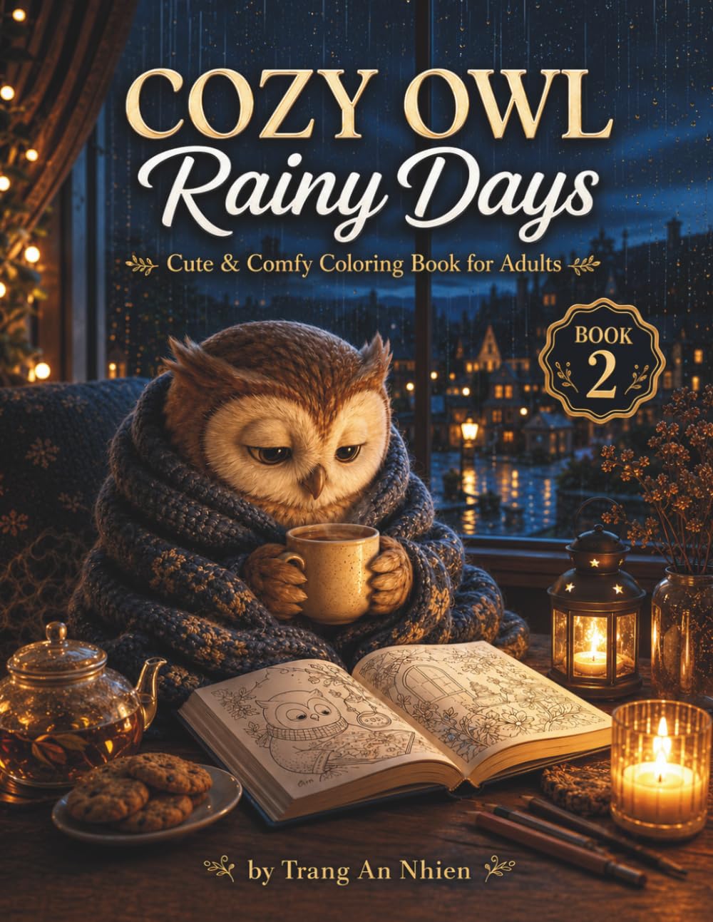 Cozy Owl Rainy Days: Cute Owls, Warm Tea, Magical Rainy Libraries, and Relaxing Cozy Fantasy Scenes for Adults