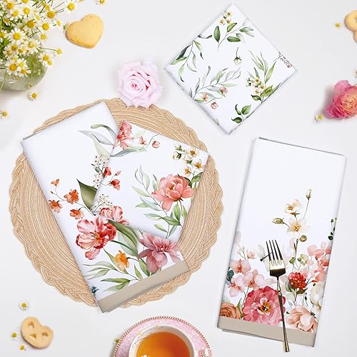 Miniatura 2 de Toallas de cocina de flores de acuarela, juego de toallas de cocina 100% algodón de 20 x 27.5 pulgadas, multiusos, de secado rápido, paños de