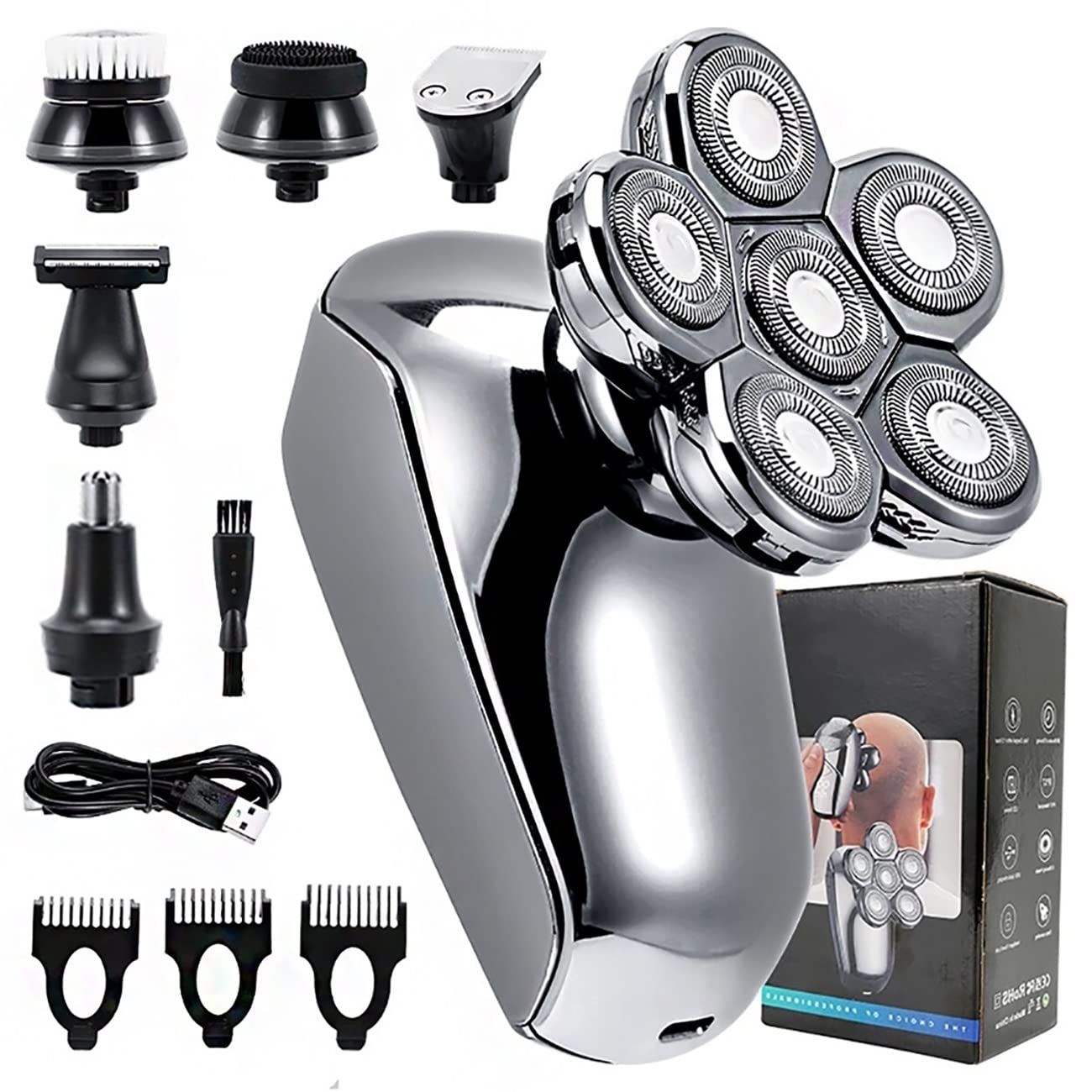 Electric Razor for Men Rechargeable Powerful Beard Hair Electric Shaver for Men Body Trimmer Facial Grooming Kit Electric