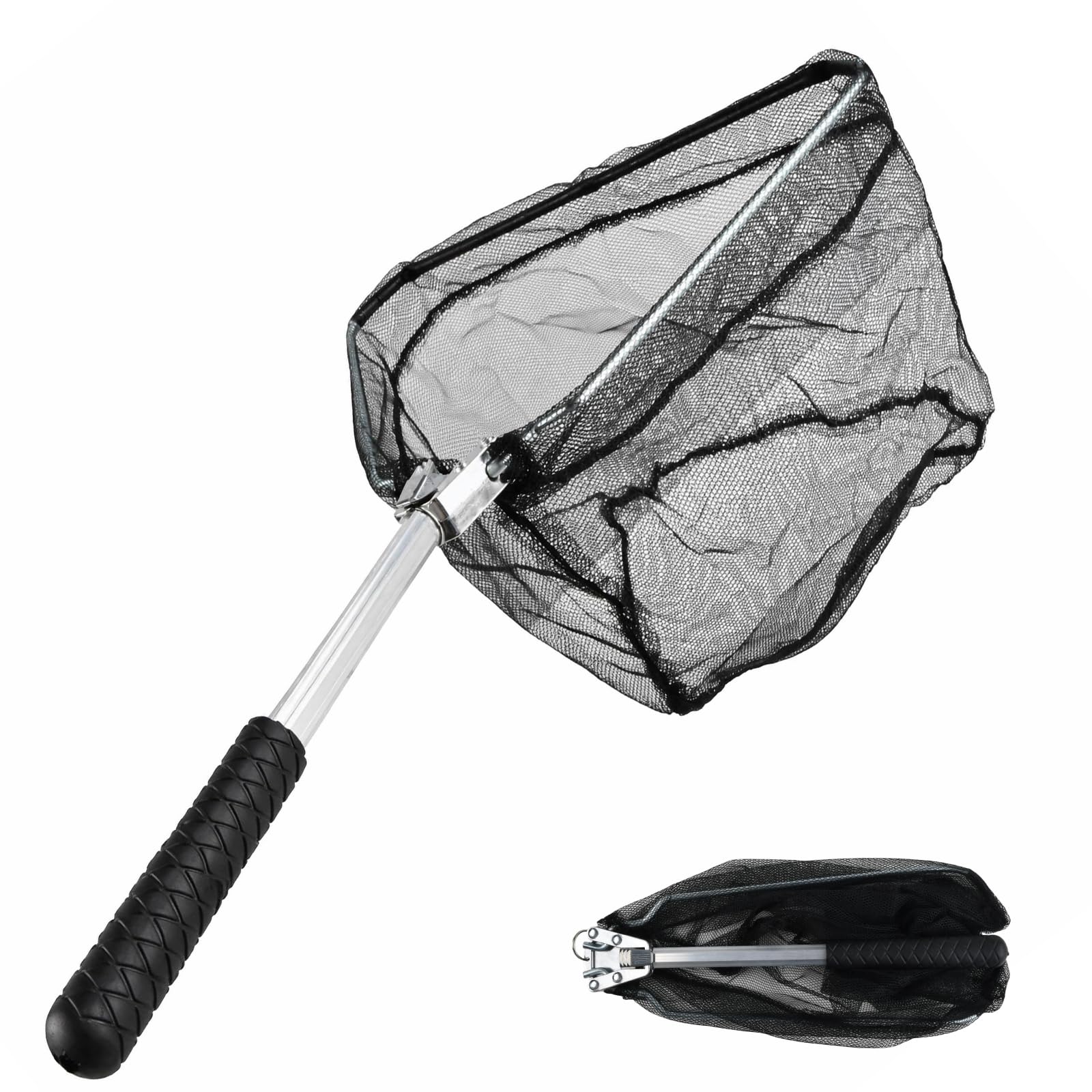 Foldable Fishing Landing Net with 50cm Telescopic Pole Handle