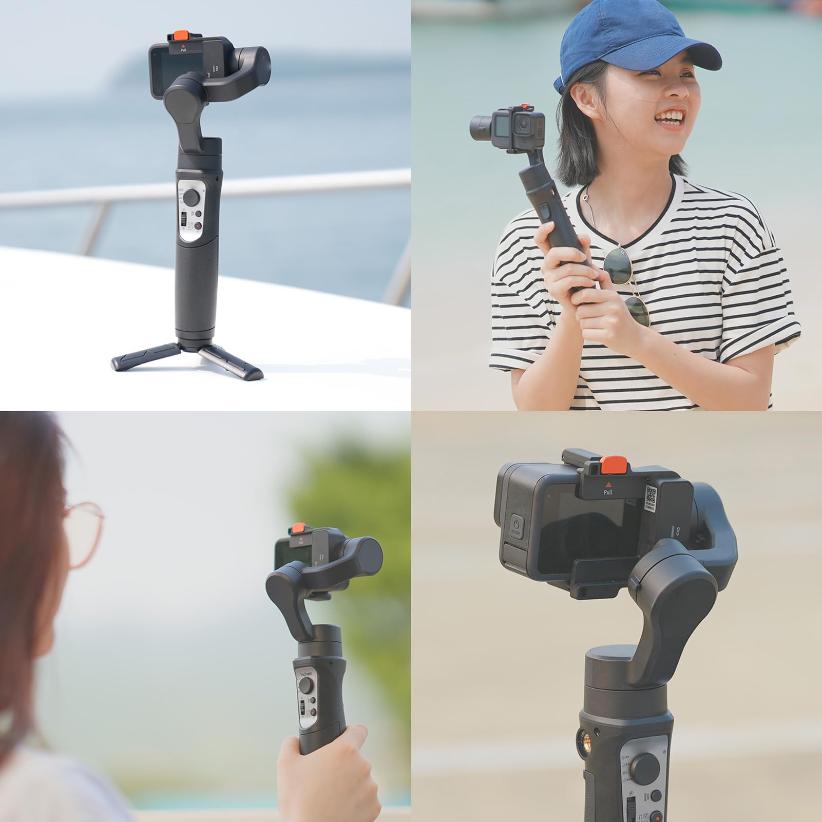 HUIOP i Pro 4 przenośny stabilizator do kamery sportowej 3 sterowany bezprzewodowy stabilizator zapobiegający rozpryskiwaniu zamiennik dla 11, 10, 9, 8, 7, 6, 5, 4, 3, One R