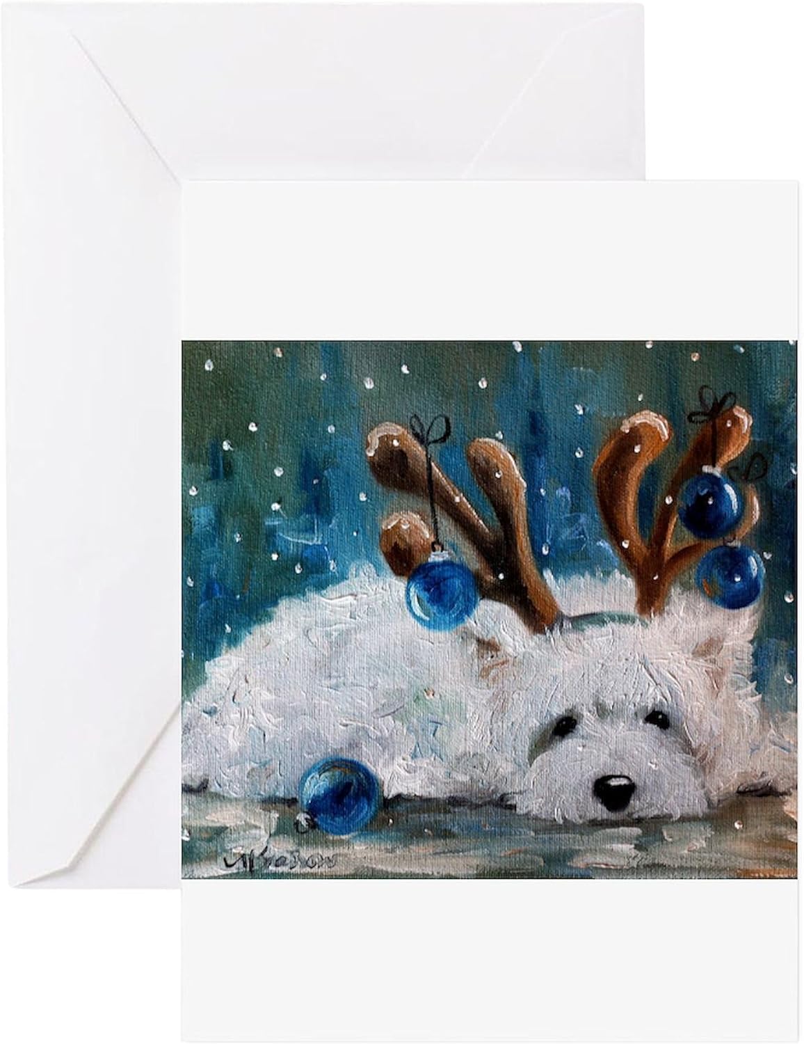 CafePress Blue Christmas Greeting Card (20-pack), Note Card with Blank Inside, Birthday Card Matte
