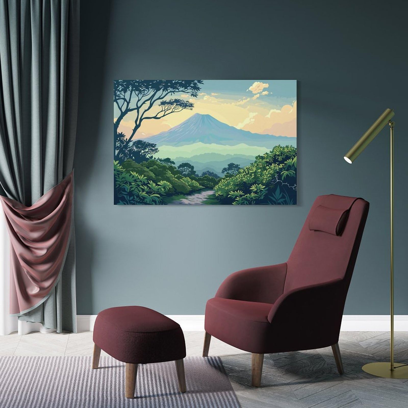 Junmoney Mountain Landscape Decorative Wall Artwork 08x12inch(20x30cm), for Entrance Spaces, Stair Walls Or Halls, A Stylish Accent for Home Entrances