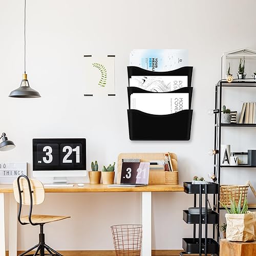 Miniatura 6 de Juego de 12 archivos de pared de bolsillo expandibles, de plástico, para ahorrar espacio, organizador de pared para oficina, soporte de pared,