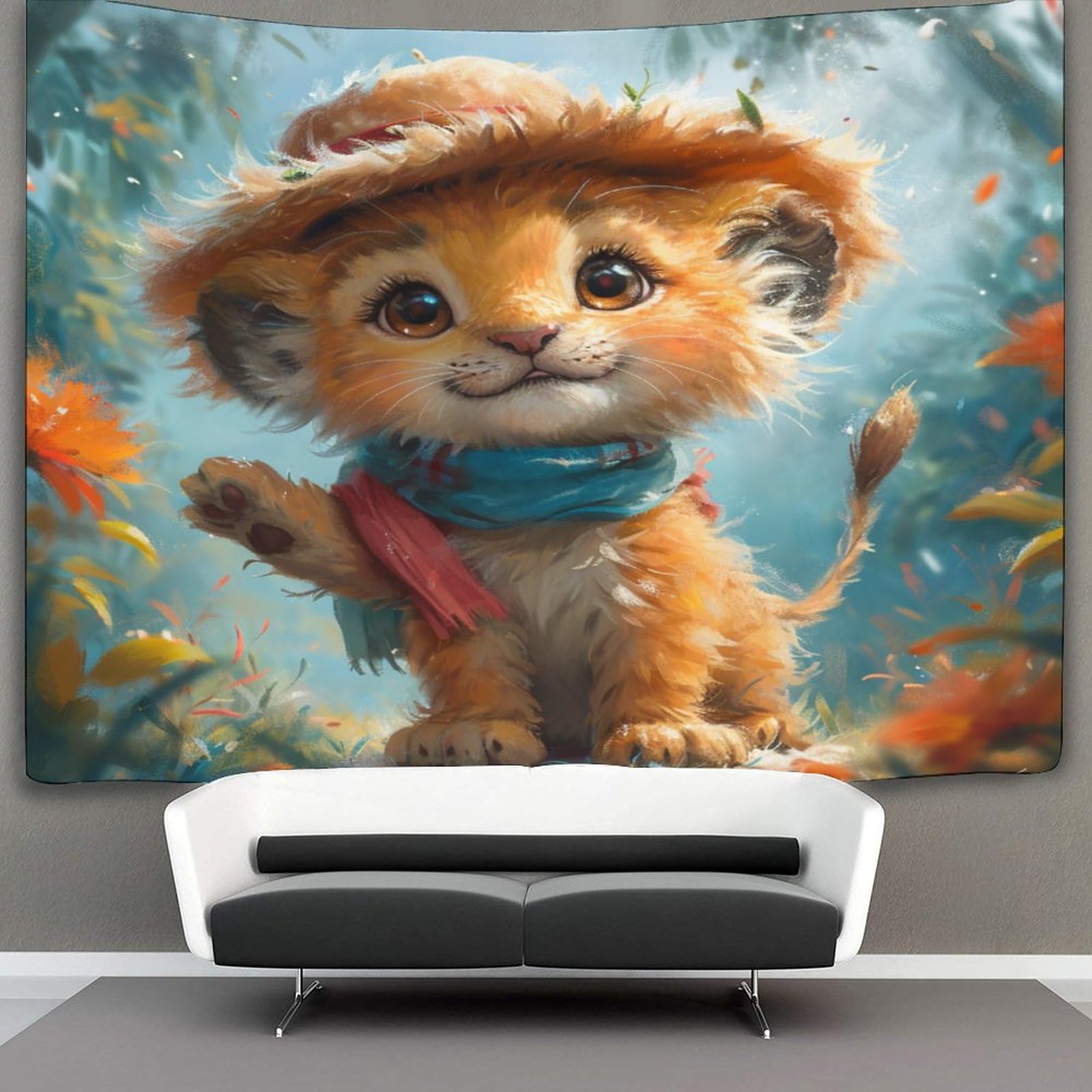 kaiyun Animal Tapestry Wall Hanging Cartoon Lion Art for Bedroom Living Room Dorm Decor 180cmx230cm
