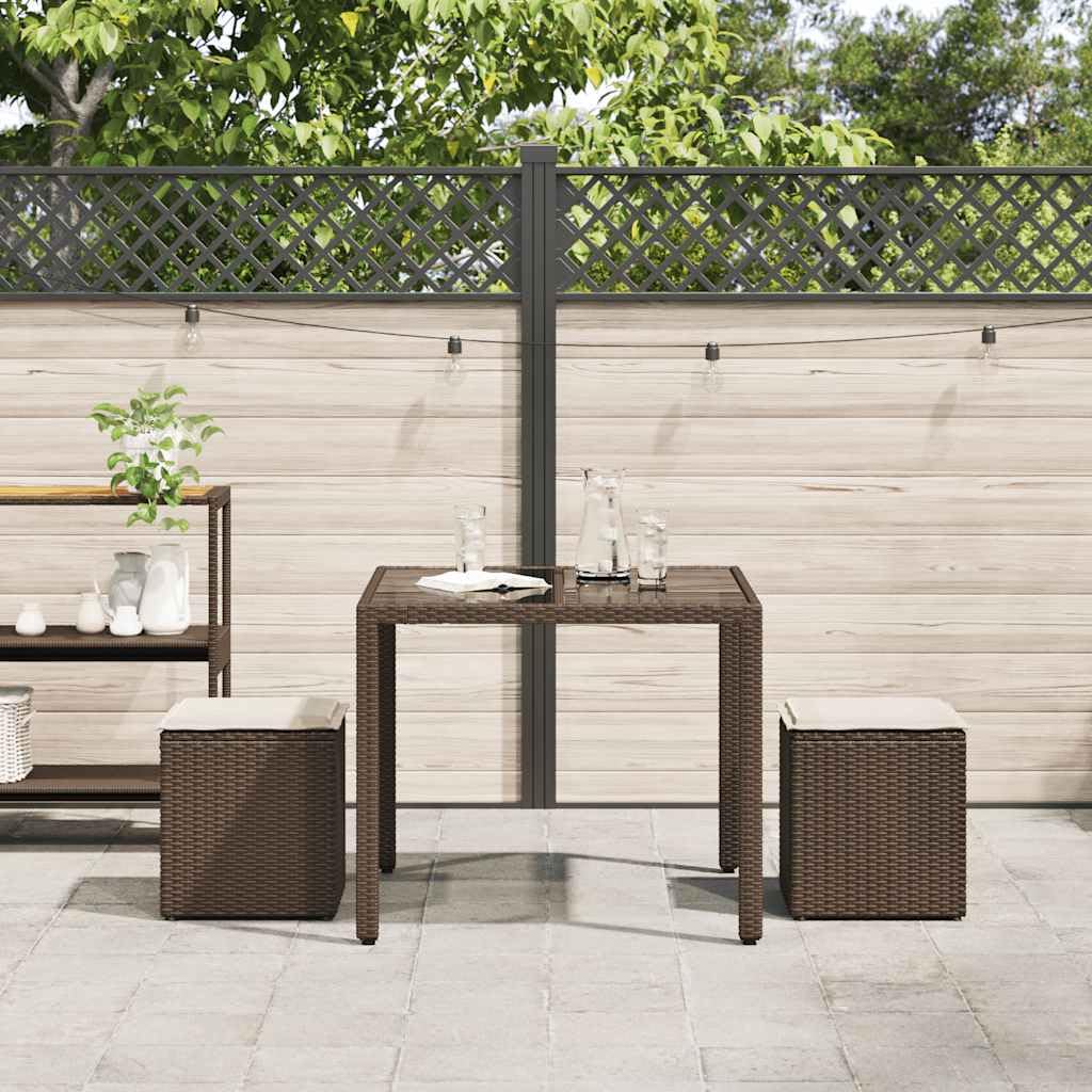 Taboret ogrodowy z poduszką 2 szt. Brązowy 40 x 40 x 43 cm Poly