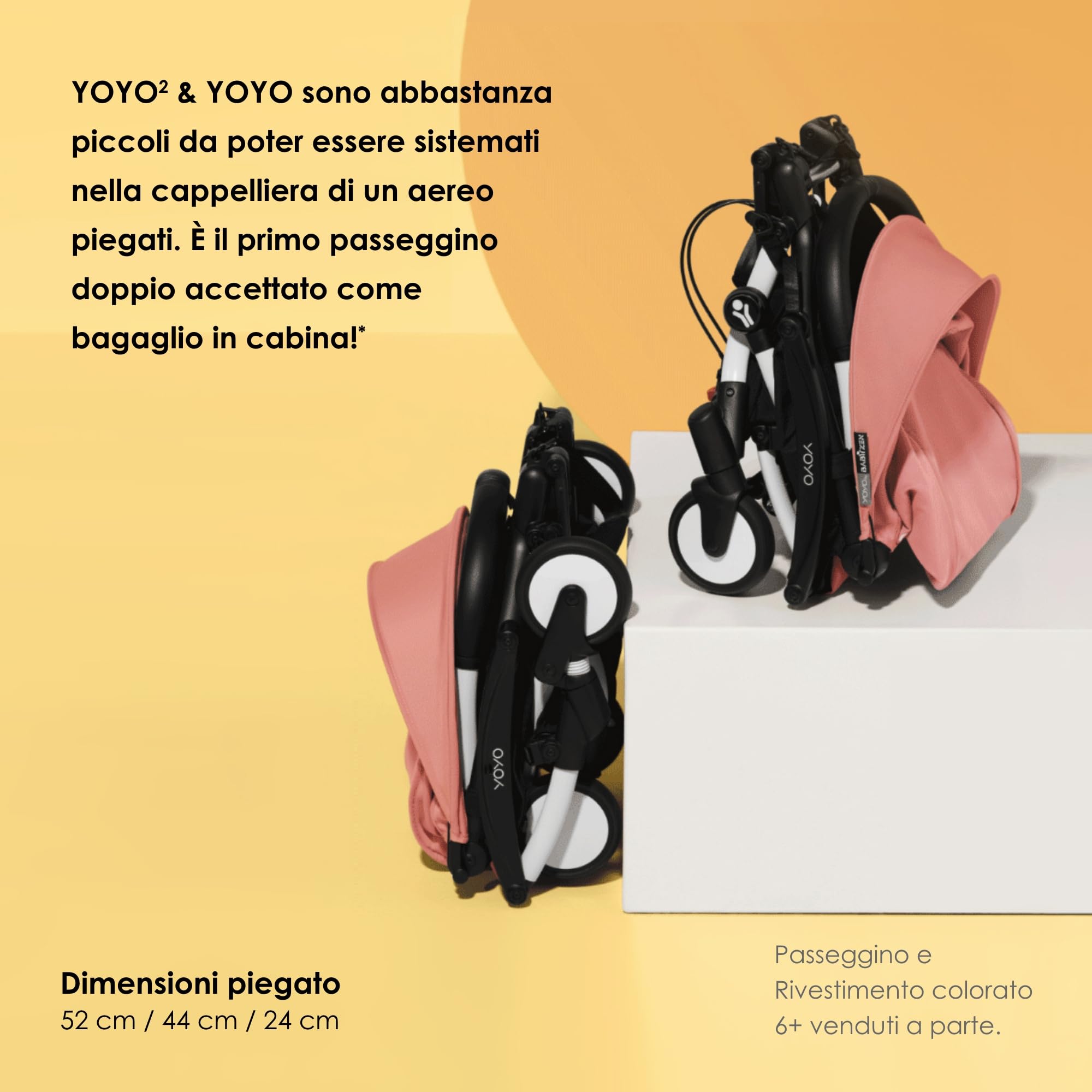 BABYZEN YOYO Connect, Bianco - Trasforma il tuo passeggino YOYO2 in un passeggino doppio - Compatto e maneggevole