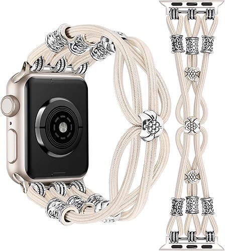 Miniatura 1 de TOYOUTHS Pulsera bohemia compatible con Apple Watch Band de 1.65, 1.57, 1.57 y 1.49 pulgadas para mujer, correa trenzada y elástica estilo