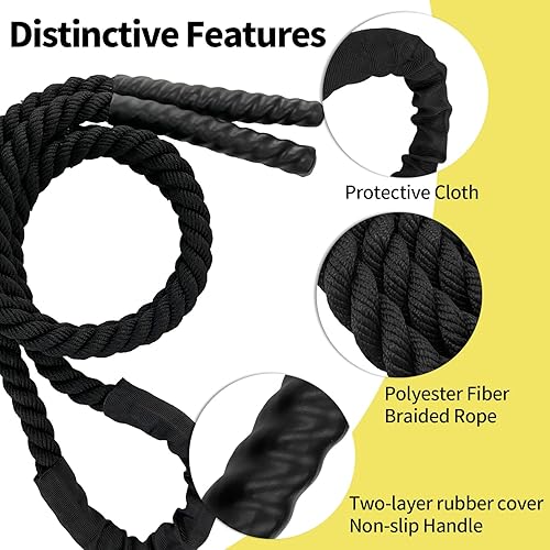 Miniatura 5 de Cuerda de saltar con peso para fitness, cuerda de entrenamiento muscular total de 2.4 libras para mujeres y hombres, cuerda de saltar para adultos