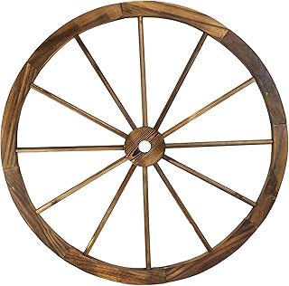 Ebros Gift Oversized 31.5" Diameter Vintage Rustic Round Wood Cartwheel Wagon Wheel Wall Decor 3D Art Decorative Hanging Plaque Western Country Ranch Old World Transportation Mode Home Accent Sculpture
