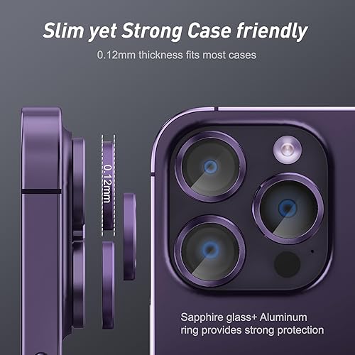 Miniatura 6 de Paquete de 3 x 2 protectores de lente de cámara Jeluse para iPhone 14 Pro Max para iPhone 14 Pro, cubierta protectora de pantalla de vidrio templado