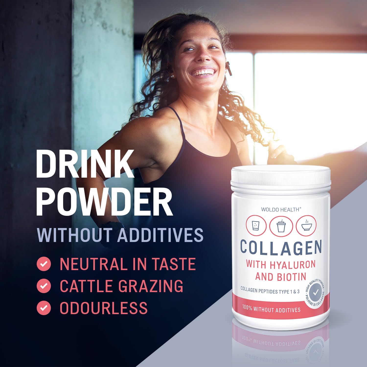 WoldoHealth Collagène & Acide Hyaluronique 500g