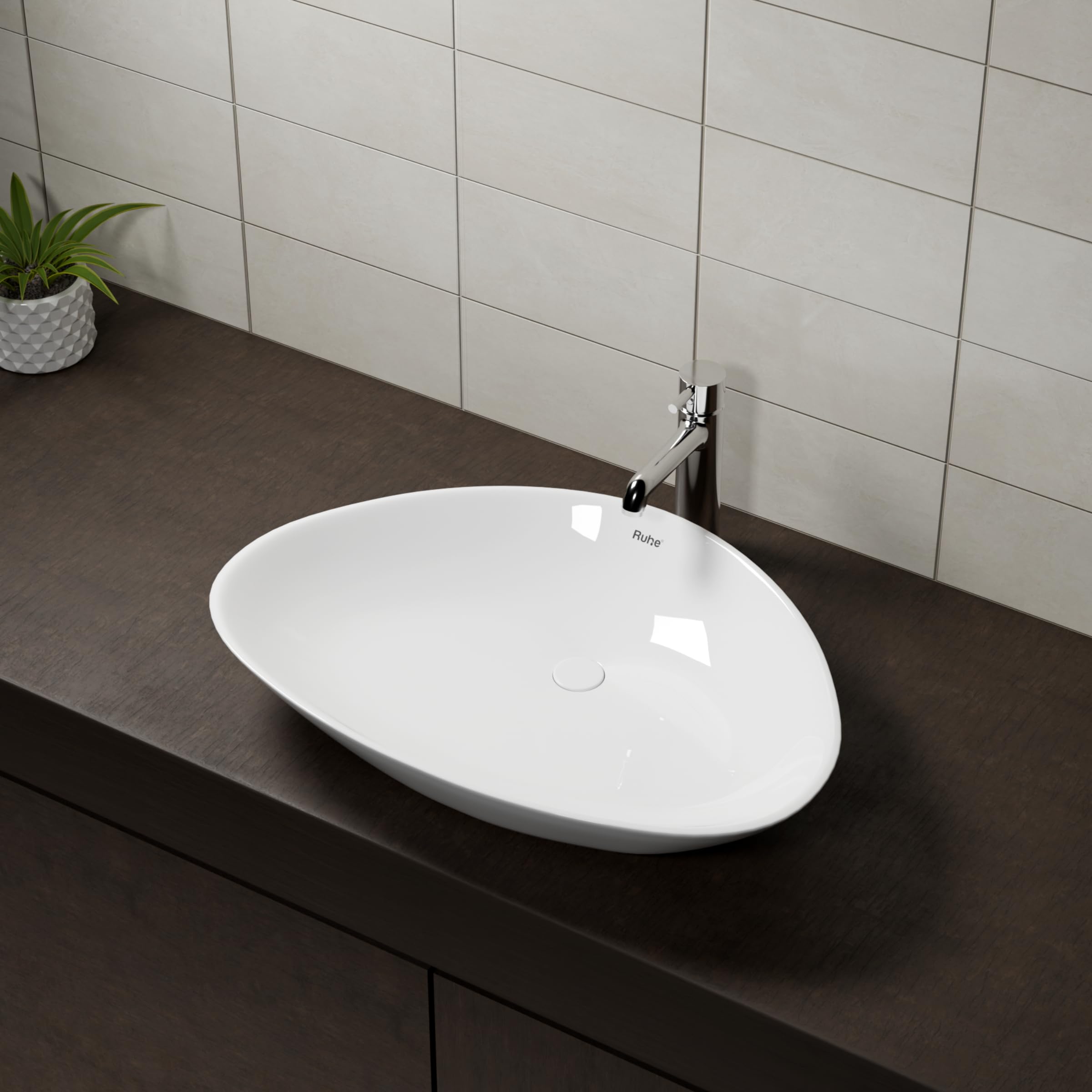 Ruhe Blaze Ceramic Wash Basin - White -9